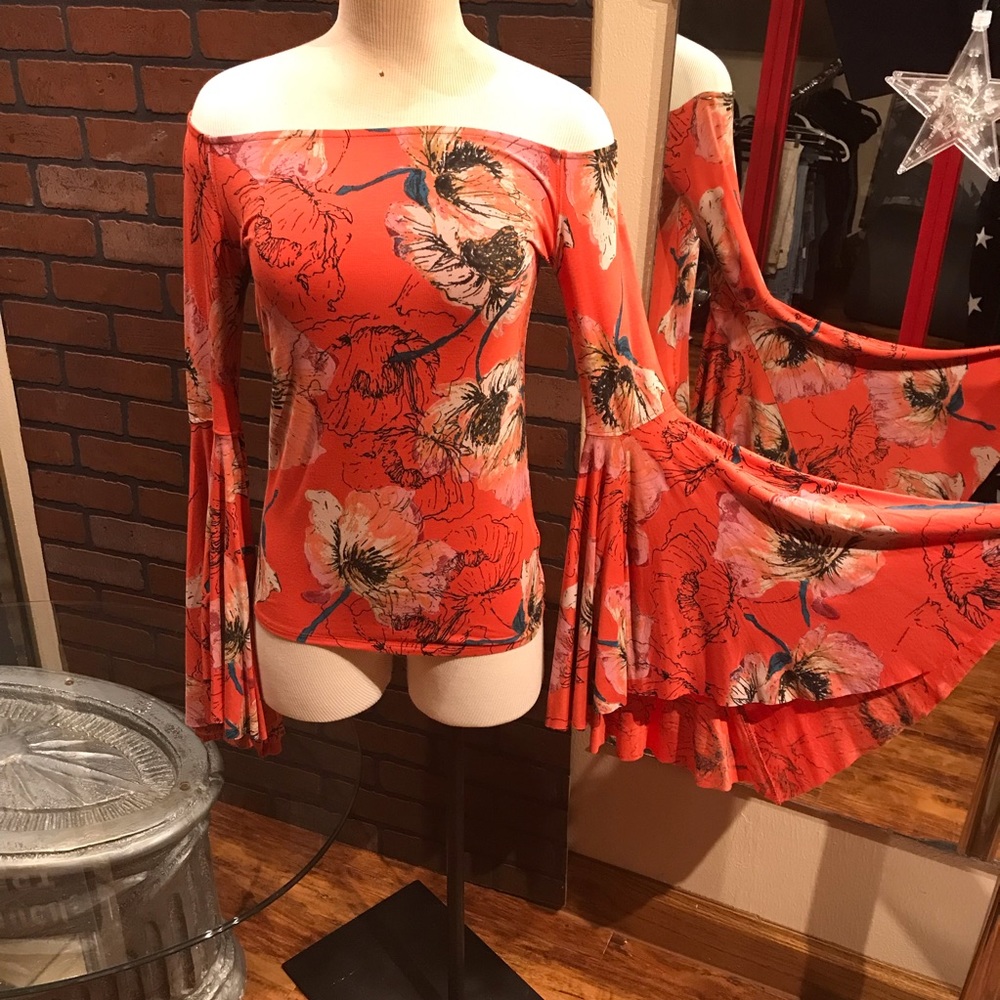 Free People bell sleeve off shoulder top brand new